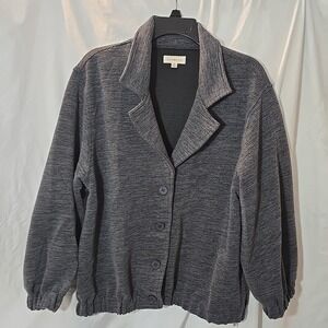 Promesa‎ Women's Button-Up Shacket Jacket Elastic Waist Ribbed Size S Gray